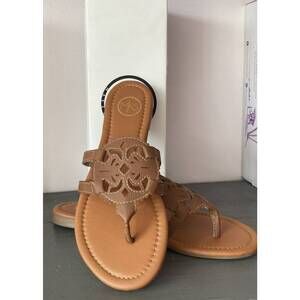 NEW MAKERS women's carly flat slide sandals in tan